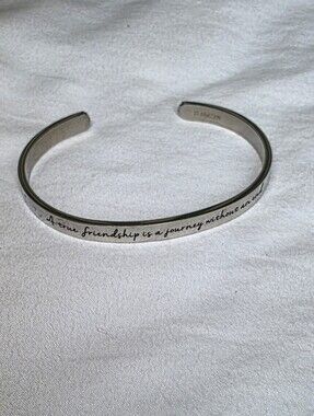Kendasun Silver Engraved Friendship Cuff Bracelet